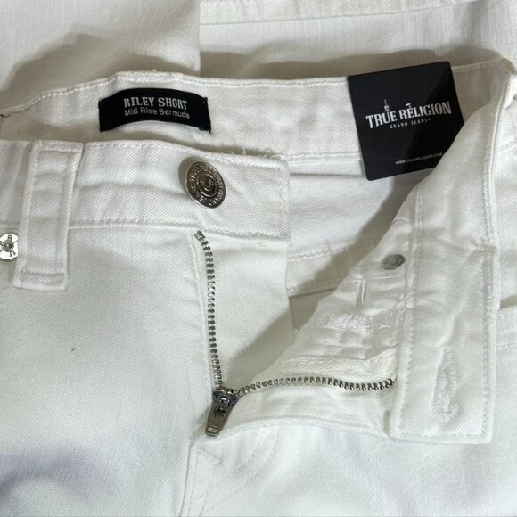 TRUE RELIGION RILEY SHORT Women's Shorts Cotton Stretch Mid Rise Bermuda Size 24 - Picture 5 of 8